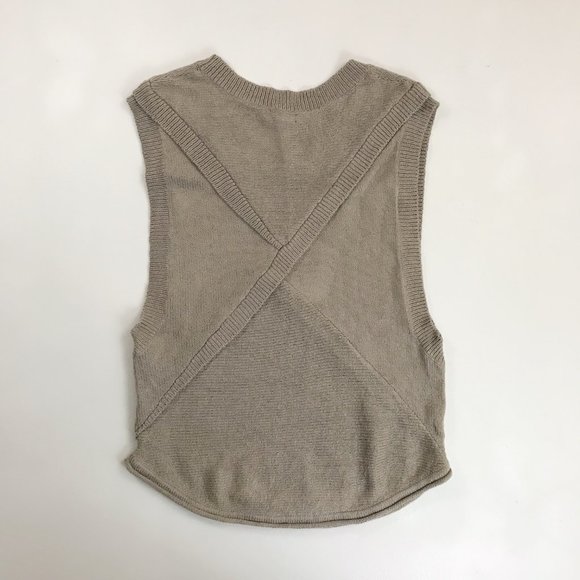 QUIKSILVER Sweater Vest Medium Long Deep Drop Sides Textured Edgy Artsy Cocoa - Picture 8 of 9